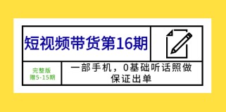 短视频带货第16期：一部手机，0基础听话照做，保证出单 (完整版) 