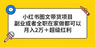 小红书图文带货项目，副业或者全职在家做都可以，月入2万＋超级红利 