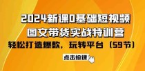 2024新课0基础短视频+图文带货实战特训营：玩转平台，轻松打造爆款（59节）