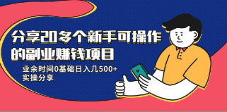 20多个新手可操作的副业赚钱项目：业余时间0基础日入几500+实操分享