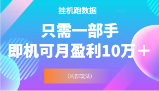 挂机跑数据，只需一部手即机可月盈利10万＋（内部玩法）价值4988元