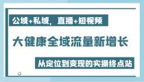 大健康全域流量新增长6.0，公域+私域，直播+短视频，从定位到变现的实操终点站