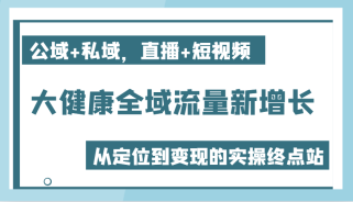 大健康全域流量新增长6.0，公域+私域，直播+短视频，从定位到变现的实操终点站