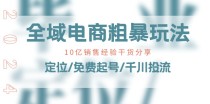 全域电商粗暴玩法课：10亿销售经验干货分享！定位/免费起号/千川投流