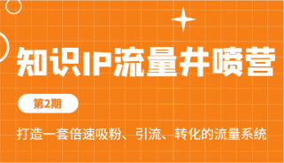 知识IP流量井喷营第2期，打造一套倍速吸粉、引流、转化的流量系统