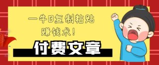 牛B复制粘贴赚钱术！牛逼持久收入极品闷声发财项目，首发揭秘独此一家！