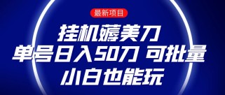 薅羊毛项目  零投入挂机薅美刀    单号日入50刀  可批量  小白也能玩