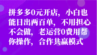 最新拼多多优质项目小白福利，两天销量过百单，不收费、老运营代操作