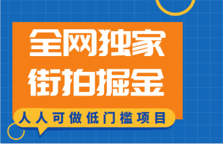 全网独家一街拍掘金，低门槛人人可做的赚钱项目