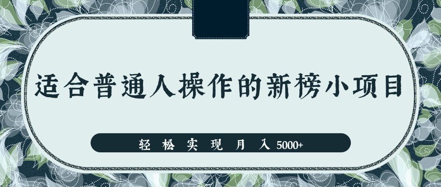 分享一个适合普通人操作的赚钱项目，新手也能轻松实现月入5000+