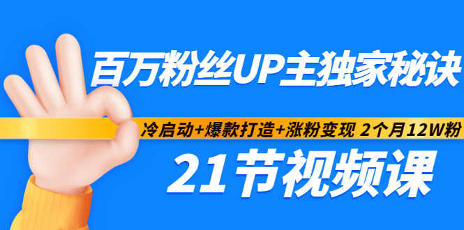 百万粉丝UP主独家秘诀：冷启动+爆款打造+涨粉变现 2个月12W粉（21节视频课) 