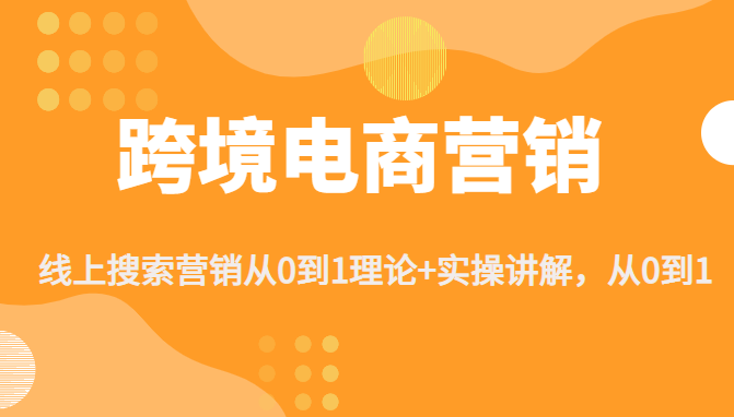 跨境电商营销:线上搜索营销从0到1理论+实操讲解，从0到1