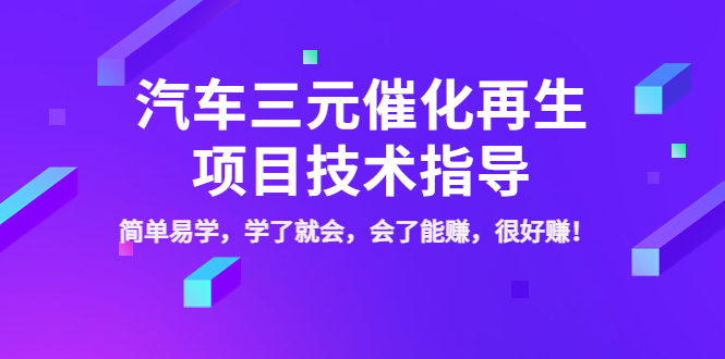  汽车三元催化再生项目技术指导，简单易学，学了就会，会了能赚，很好赚！