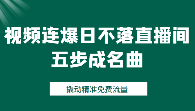 视频连爆日不落直播间五步成名曲，撬动精准免费流量（价值1980元）