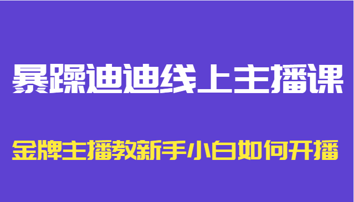  暴躁迪迪线上主播课，金牌主播教新手小白如何开播