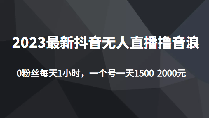 最新抖音无人直播撸音浪项目，0粉丝每天1小时，一个号一天1500-2000元