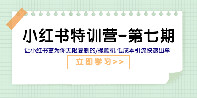 小红书特训营-第七期让小红书变为你无限复制的提款机低成本引流快速出单