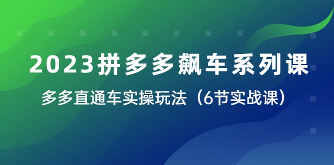  2023拼多多飙车系列课，多多直通车实操玩法（6节实战课）