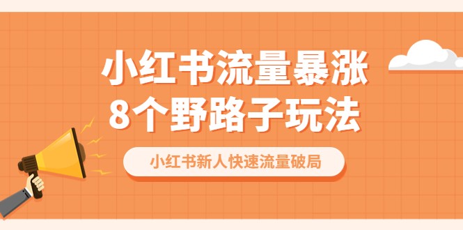 小红书流量-暴涨8个野路子玩法：小红书新人快速流量破局（8节课）