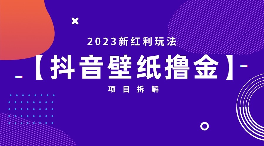 2023新红利玩法，抖音壁纸撸金项目拆解