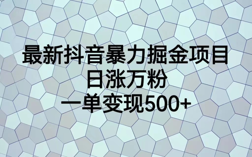 最新抖音暴力掘金项目，日涨万粉，一单变现500+