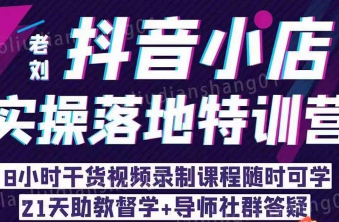 抖店商品卡流量，抖音小店实操落地特训营，8小时干货视频录制课程随时可学