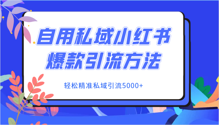 自用私域小红书爆款引流方法，轻松精准私域引流5000+