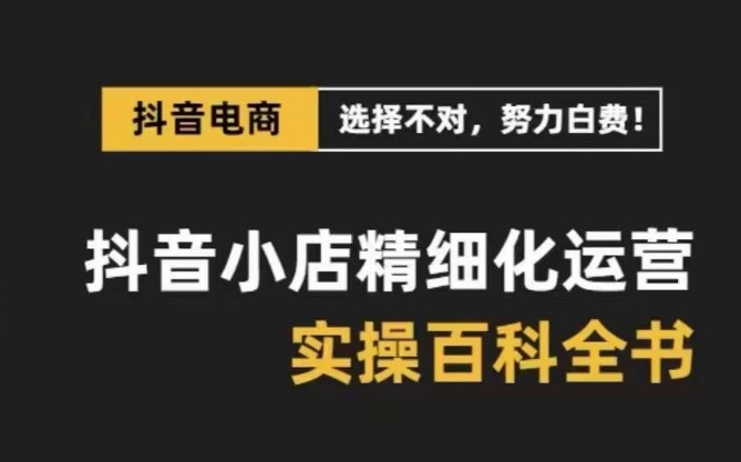  抖音小店精细化运营百科全书，保姆级运营实战讲解（28节课）