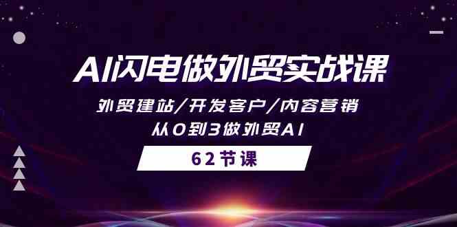 AI闪电做外贸实战课，外贸建站/开发客户/内容营销/从0到3做外贸AI（61节）