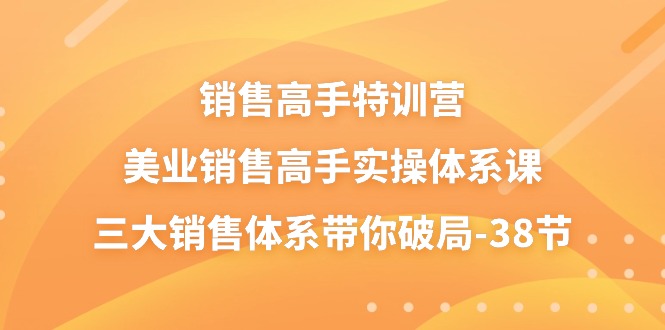 销售高手特训营，美业销售高手实操体系课，三大销售体系带你破局（38节）