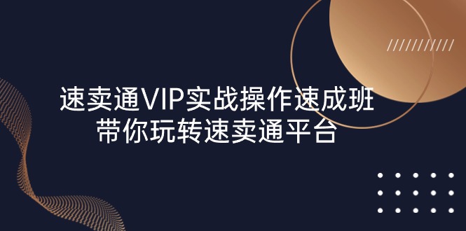 速卖通VIP实战操作速成班，带你玩转速卖通平台